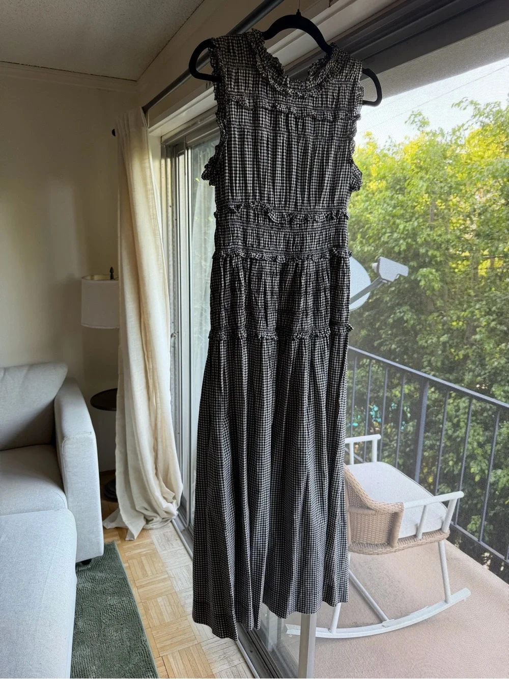Doen Black and White Gingham Smocked Maxi Dress - Picture 4 of 4